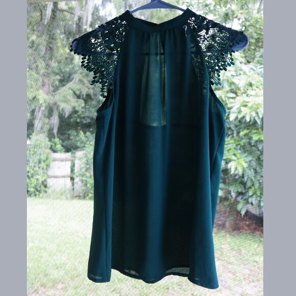 Express Dark Green Lace Sleeve Blouse Top , size XS/1P - Picture 1 of 7